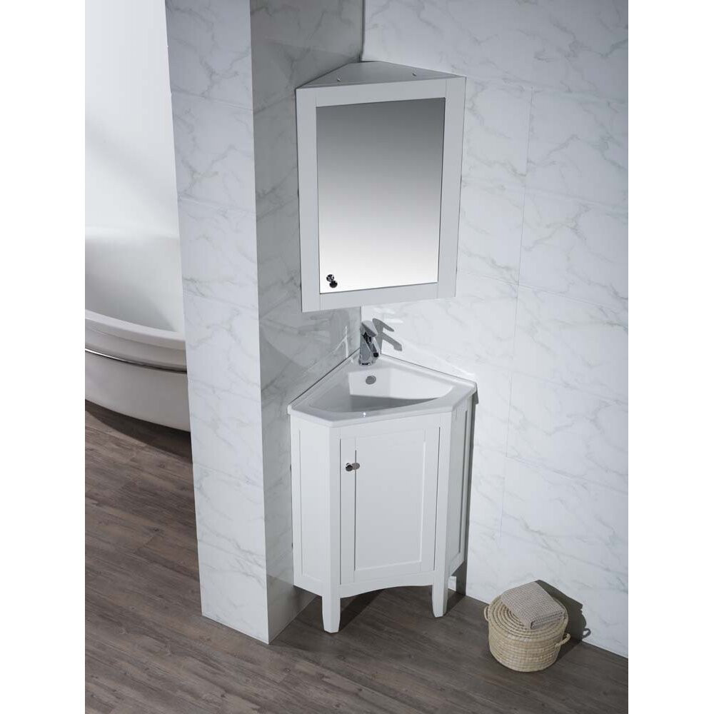 Corner Bathroom Vanity
 25" Single Corner Bathroom Vanity Set with Mirror
