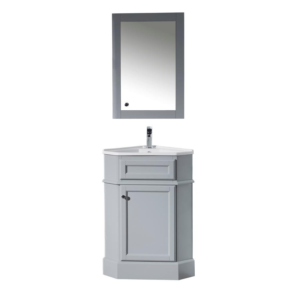 Corner Bathroom Vanity
 stufurhome Hampton 27 in W x 18 in D Corner Vanity in