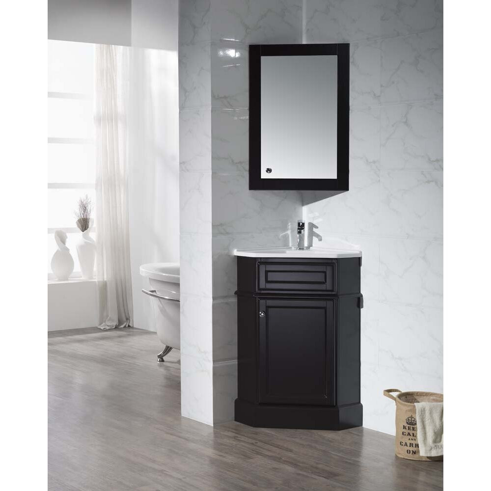 Corner Bathroom Vanity
 26 5" Single Corner Bathroom Vanity Set with Mirror
