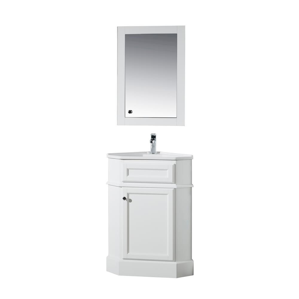 Corner Bathroom Vanity
 stufurhome Hampton 27 in W Corner Vanity in White with