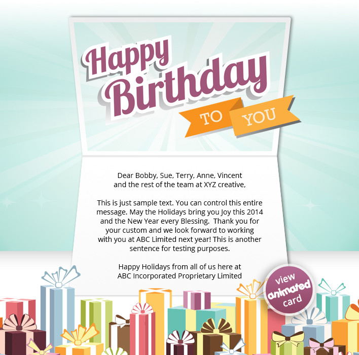 Corporate Birthday Cards
 Corporate Birthday eCards