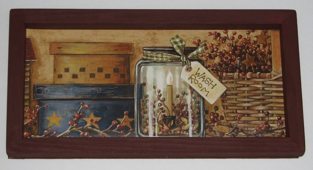 Country Bathroom Wall Decor
 Wash Room Primitive Country 6 inch x 12 inch Wall decor
