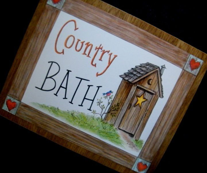 Country Bathroom Wall Decor
 9x11" Wood Primitive Rustic Outhouse Country Bath Bathroom