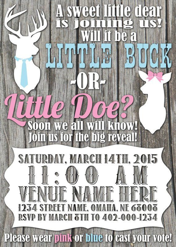 Country Gender Reveal Party Ideas
 Country Deer Gender Reveal Invitation Digital File With