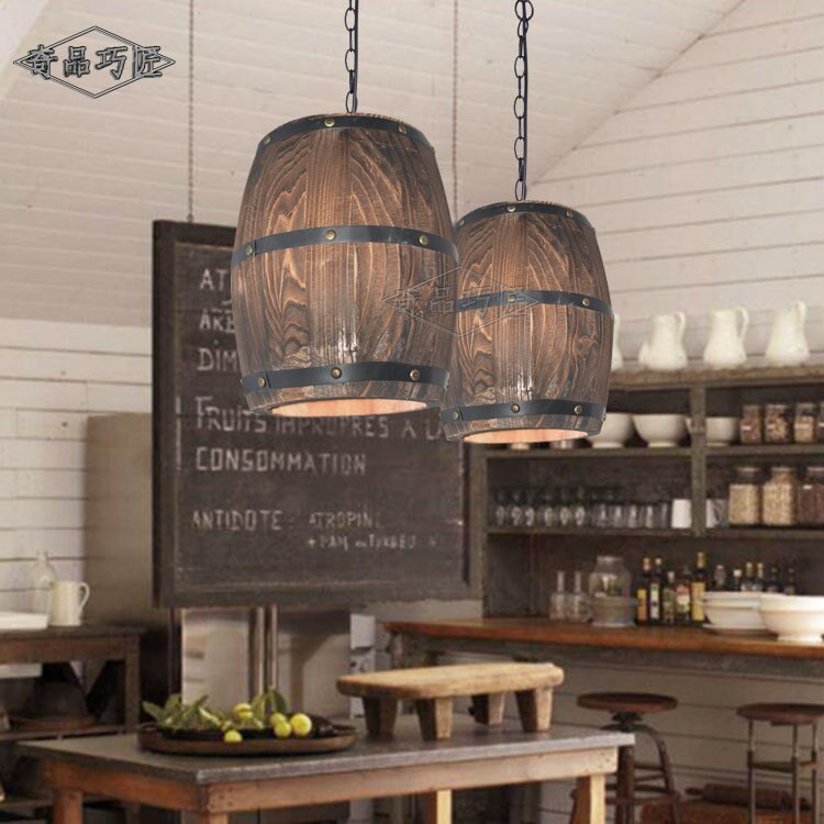 Country Kitchen Lights Fixtures
 American Country Wooden Barrel Pendant Lights Kitchen