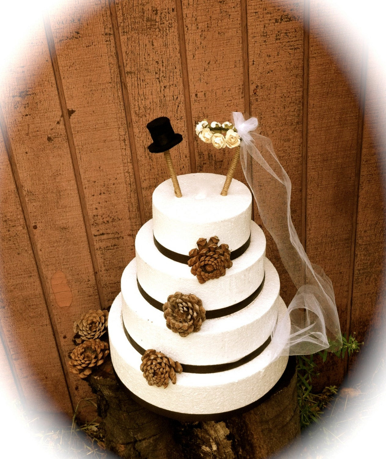 Country Wedding Cake Toppers
 Rustic Wedding Cake Topper Bride Groom Cake Topper