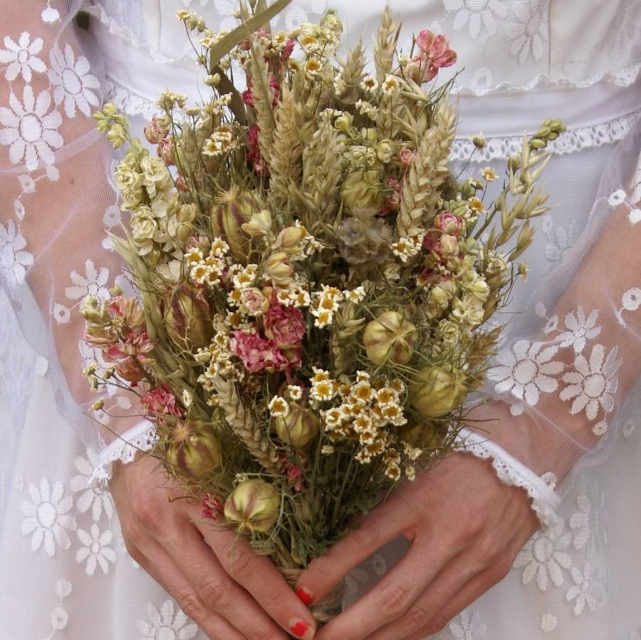 Country Wedding Flowers
 country dried flower wedding bouquet by the artisan dried