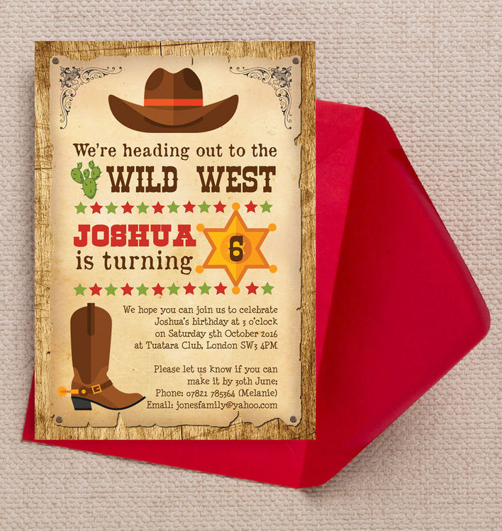 Cowboy Birthday Party Invitations
 Cowboy Wild West Birthday Party Invitation from £0 80 each