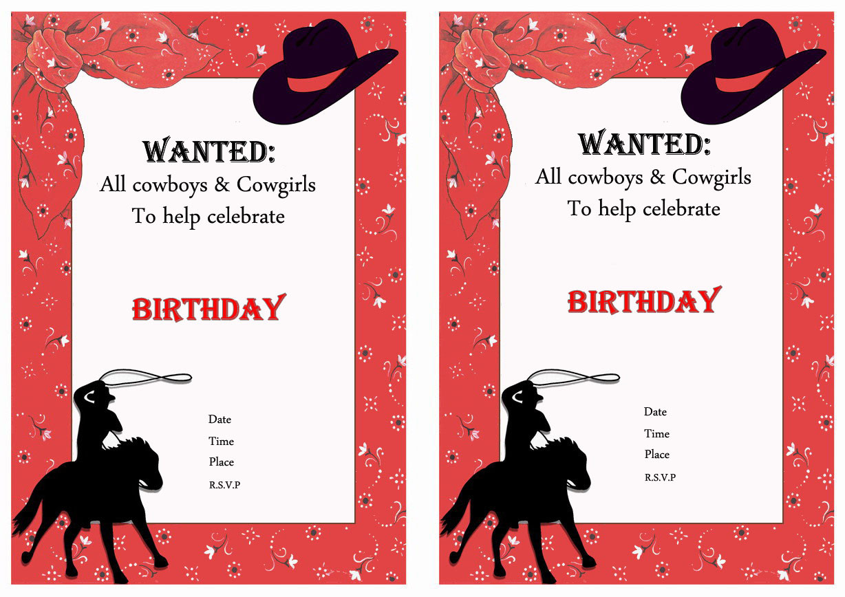 Cowboy Birthday Party Invitations
 Cowboy Birthday Invitations