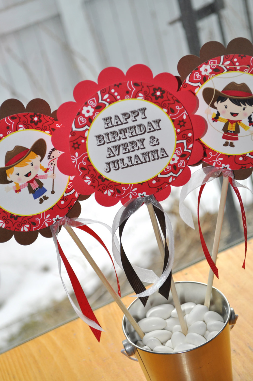 Cowgirl Decorations For Birthday Party
 Cowgirl Birthday Centerpiece Sticks – Cowgirl Birthday