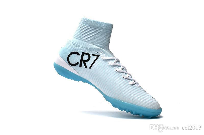 Cr7 Indoor Soccer Shoes Kids
 2019 White Blue CR7 Kids Indoor Soccer Shoes Mercurial