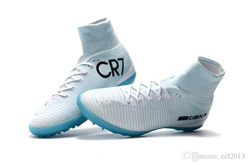 Cr7 Shoes For Kids Indoor
 2019 Original White Blue CR7 Kids Indoor Soccer Shoes