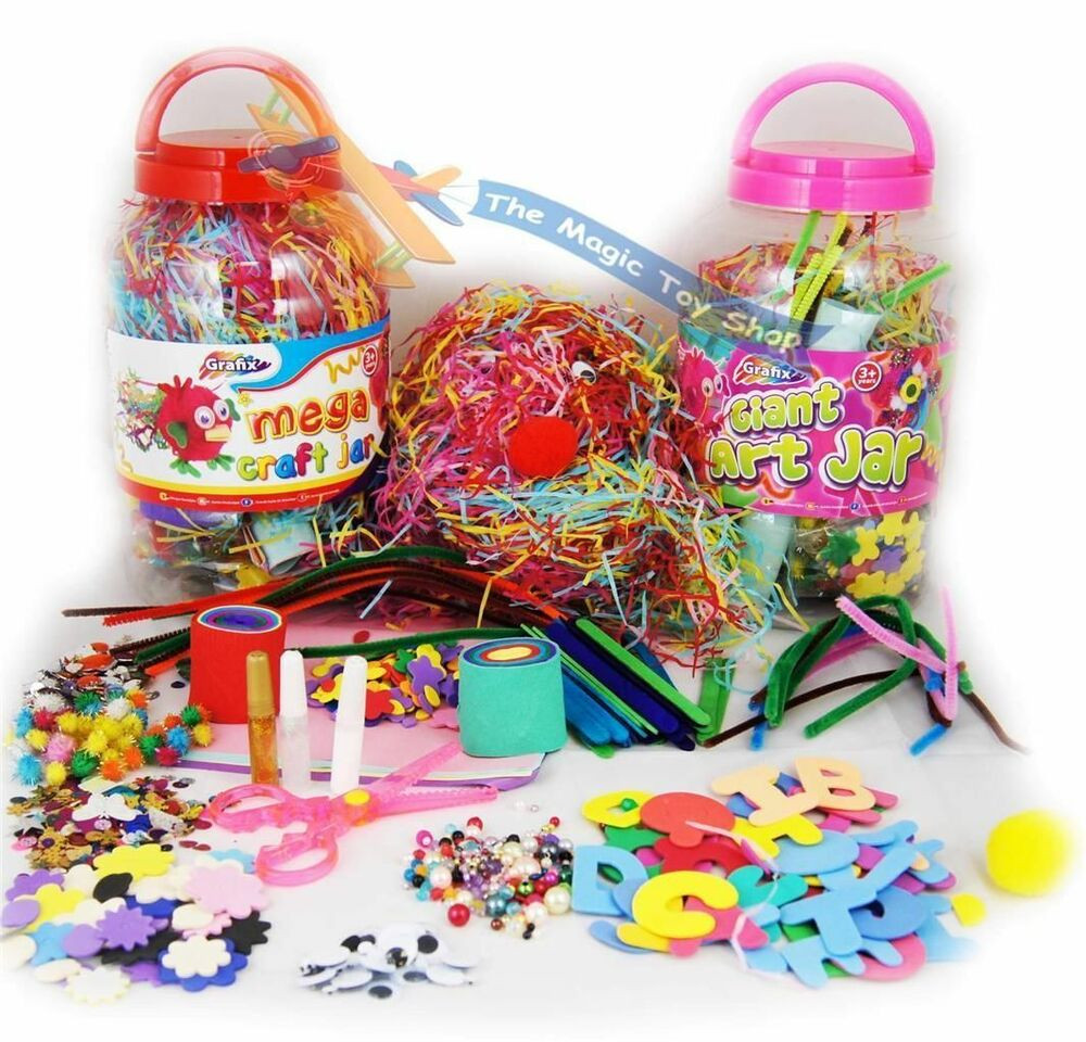 Craft Sets For Toddlers
 Childrens Kids Mega Craft Jar Giant Art Set Pom Poms Beads