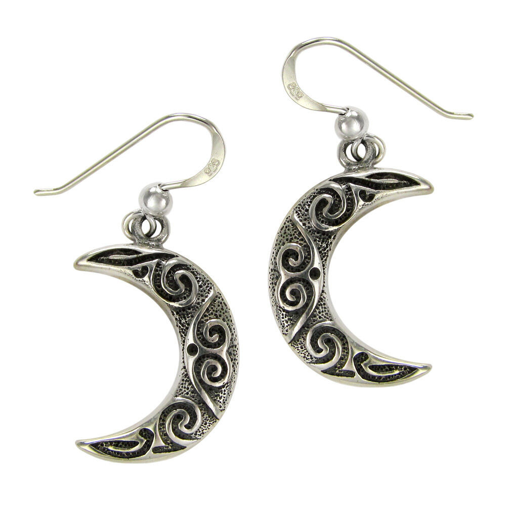 Crescent Moon Earrings
 Sterling Silver Celtic Knot Crescent Moon Earrings