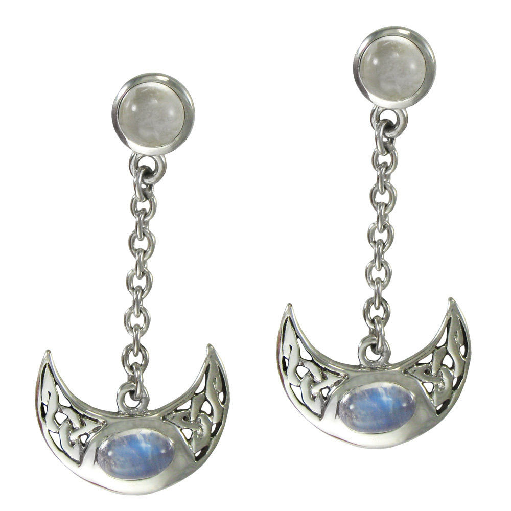 Crescent Moon Earrings
 Sterling Silver Celtic Knot Crescent Moon Goddess Earrings