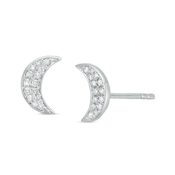 Crescent Moon Earrings
 1 8 CT T W Diamond Crescent Moon Stud Earrings in