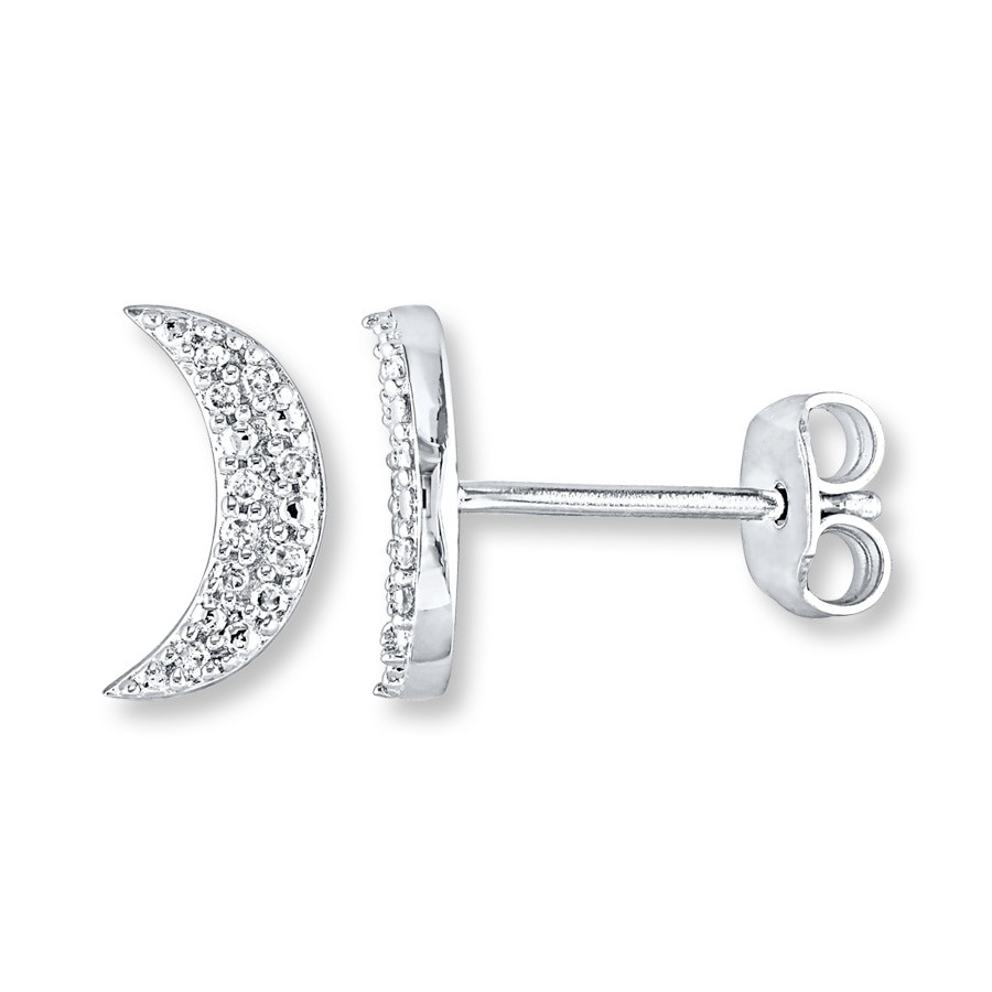 Crescent Moon Earrings
 Crescent Moon Earrings 1 10 ct tw Diamonds Sterling Silver