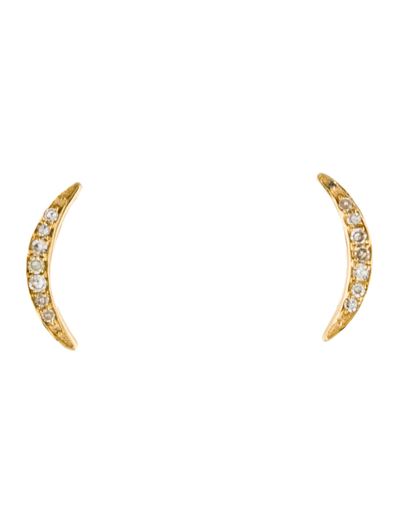 Crescent Moon Earrings
 Earrings 14K Diamond Crescent Moon Stud Earrings