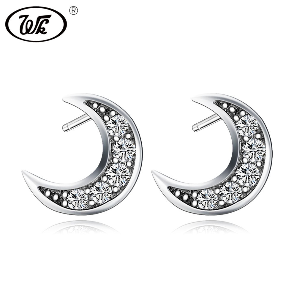 Crescent Moon Earrings
 WK Crescent Moon Earrings Crystal 925 Sterling Silver