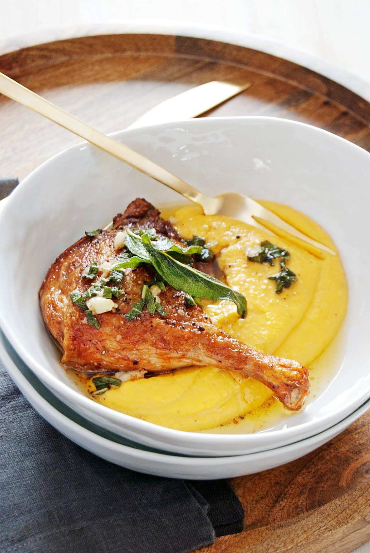 Crispy Duck Leg Recipes
 Oven Roasted Duck Legs with Butternut Squash Puree