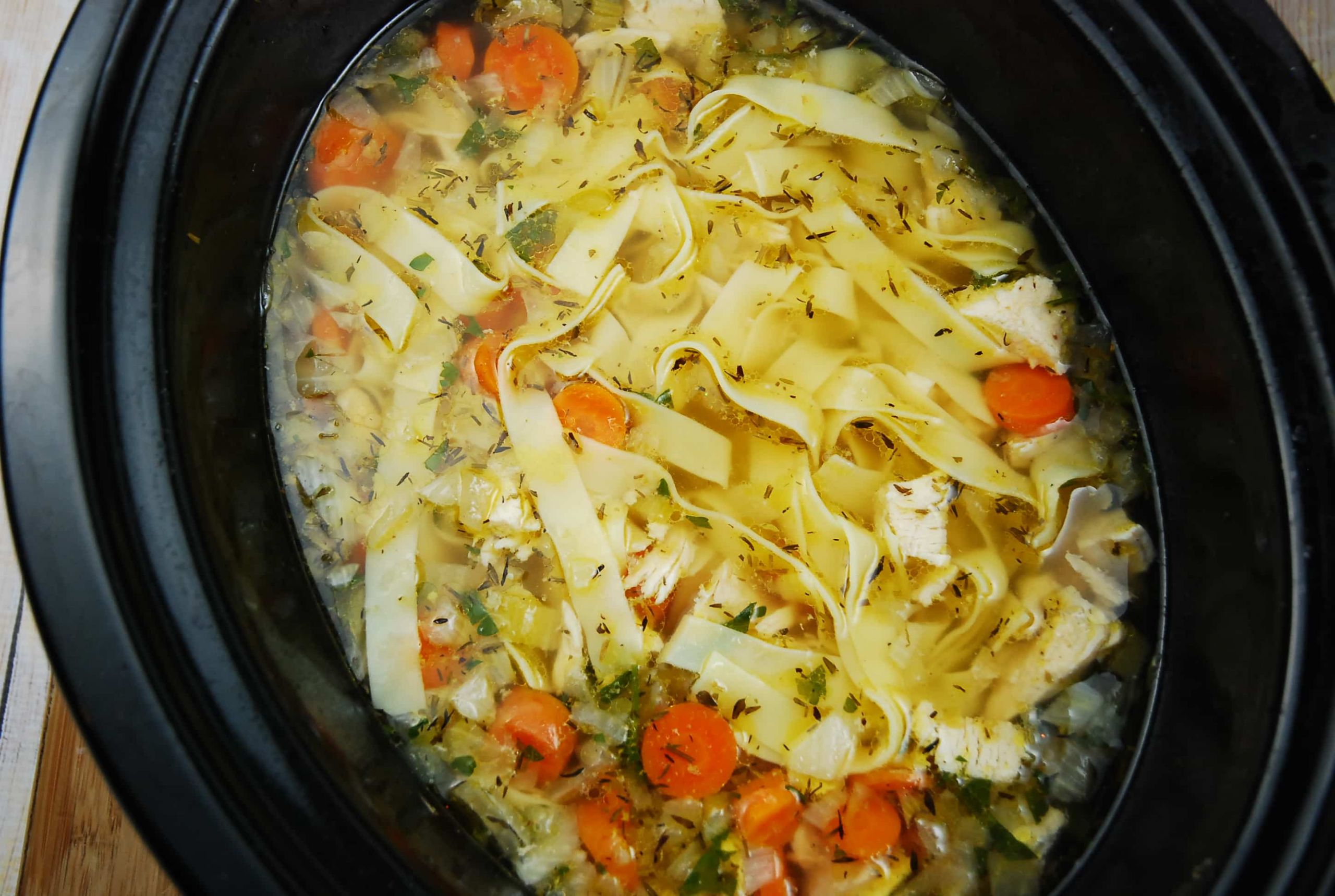 Crockpot Chicken Noodle Soup With Egg Noodles
 Crock Pot Chicken Noodle Soup Recipe 2 Points LaaLoosh