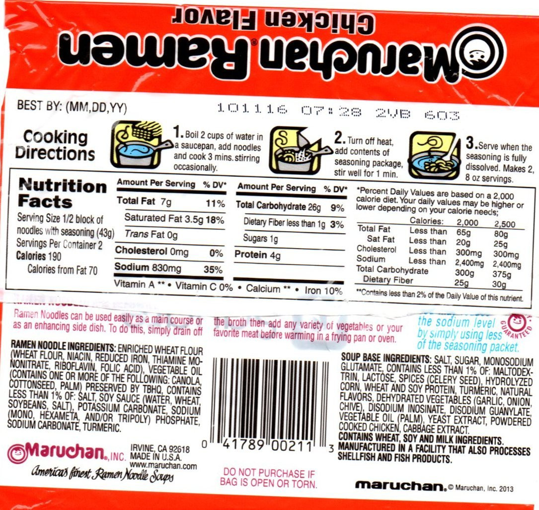 Cup Of Noodles Nutrition Facts
 ramen noodles nutrition label