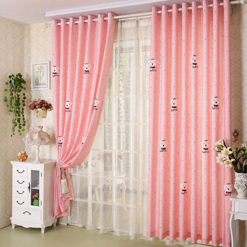 Curtain Kids Room
 Happy Time Pink cute bear kids room curtains