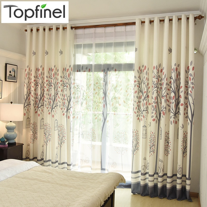 Curtain Patterns For Living Room
 Tree Pattern Faux Linen Window Curtains for Living Room