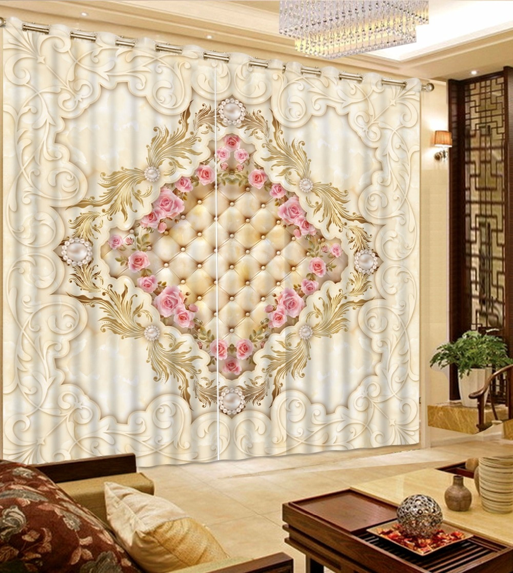 Curtain Patterns For Living Room
 European Style 3D Curtain pattern Blackout Curtains For