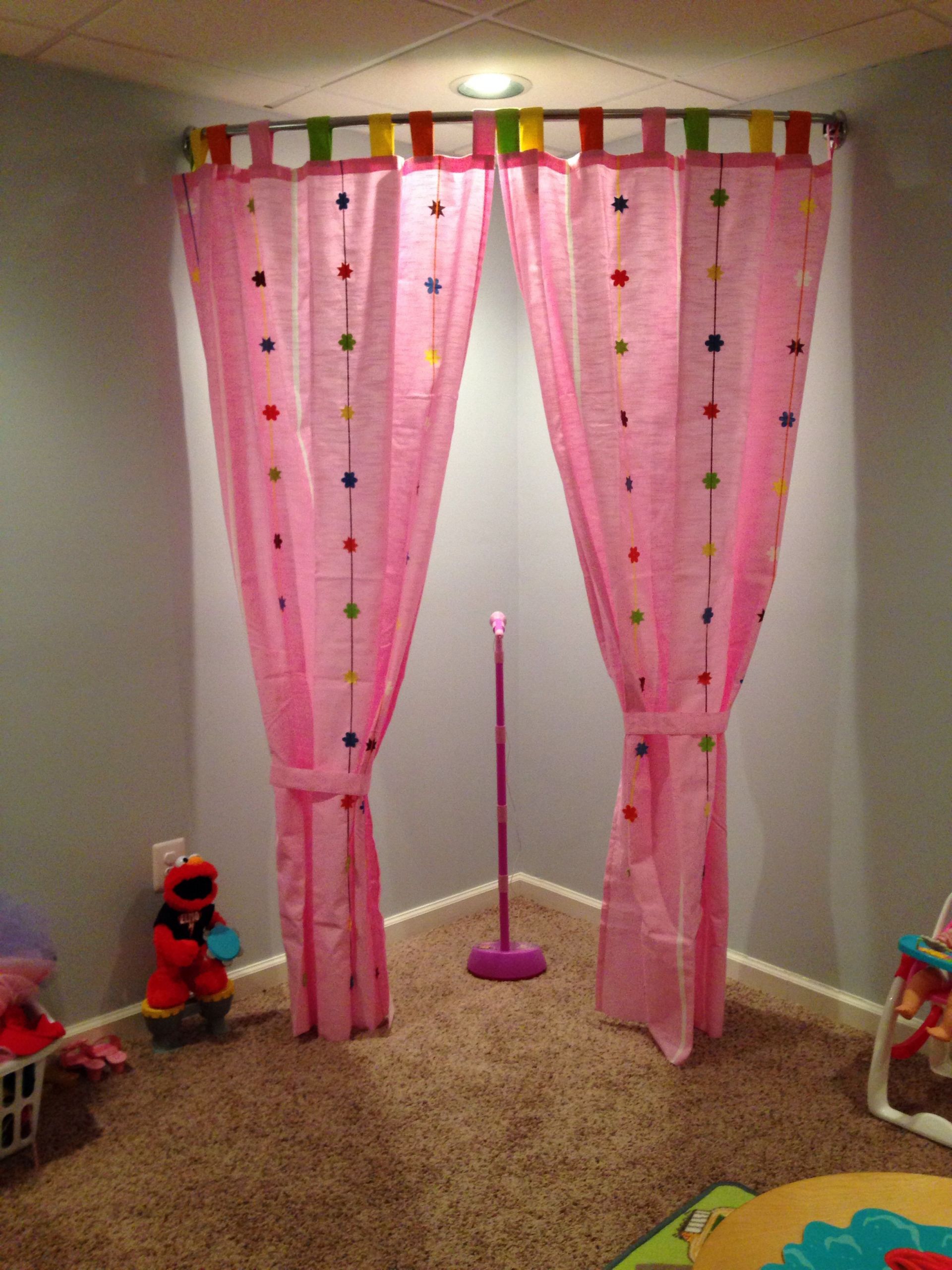 Curtain Rods For Kids Room
 Here s a playroom stage idea I used a curved shower