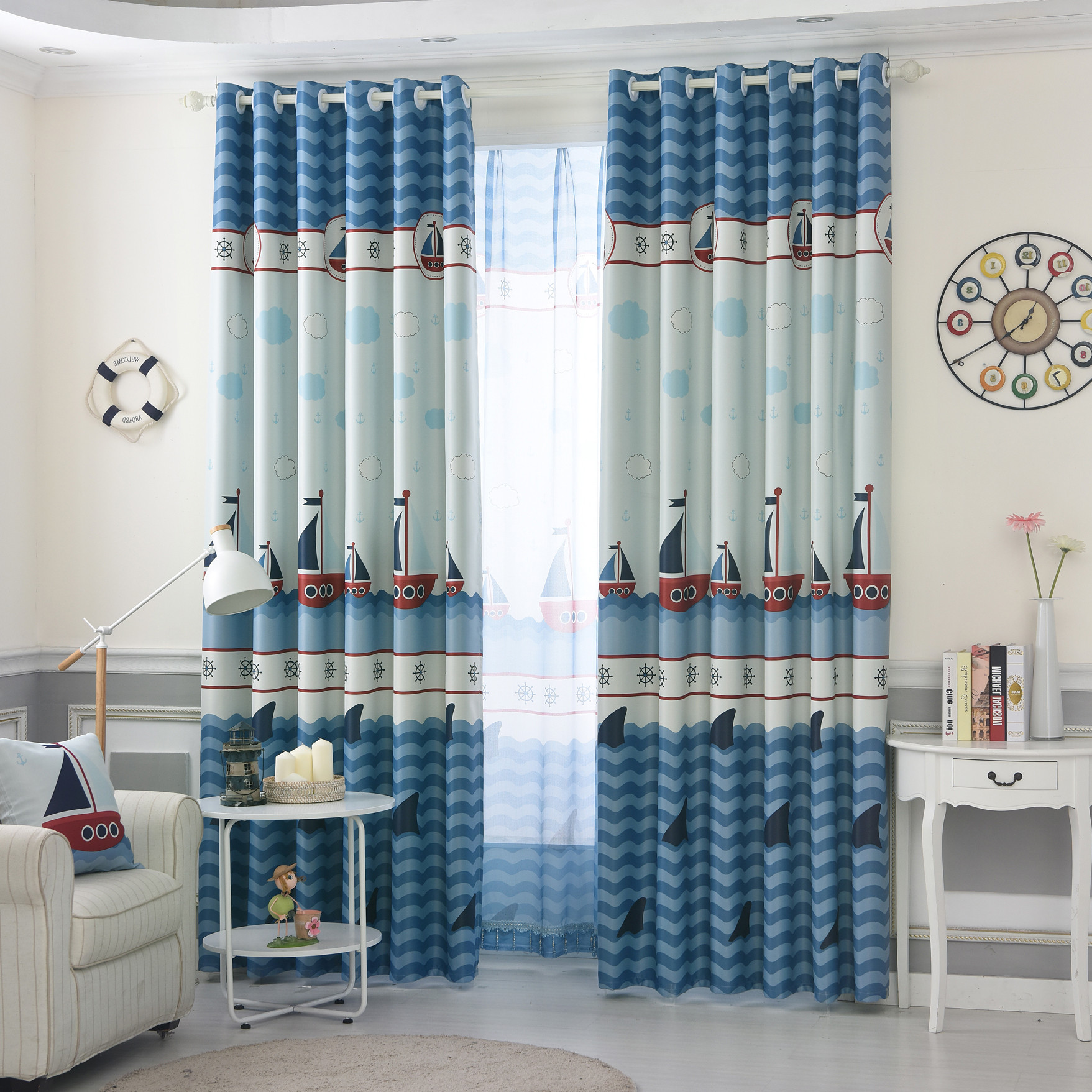 Curtains For Boys Bedroom
 Blue Nautical Dreamy Window Curtains for Boys Bedroom