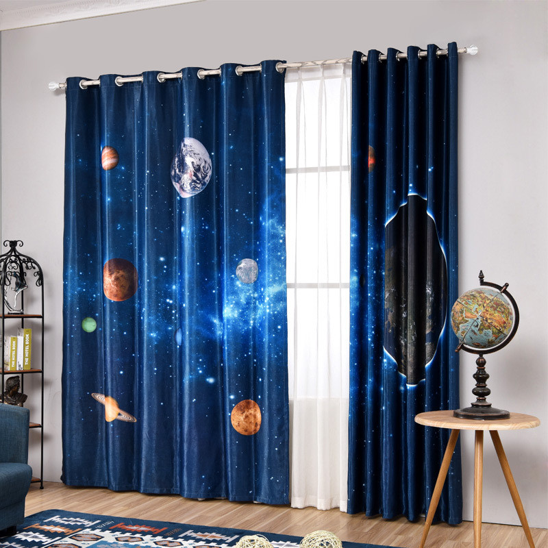 Curtains For Boys Bedroom
 Navy Blue Star Outer Space Themed Room Curtains For Teen Boys