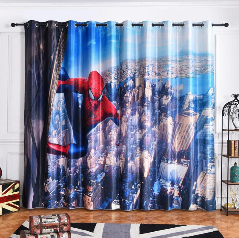 Curtains For Boys Bedroom
 NEW Modern Spiderman Fabric Cartoon Blackout Curtains For