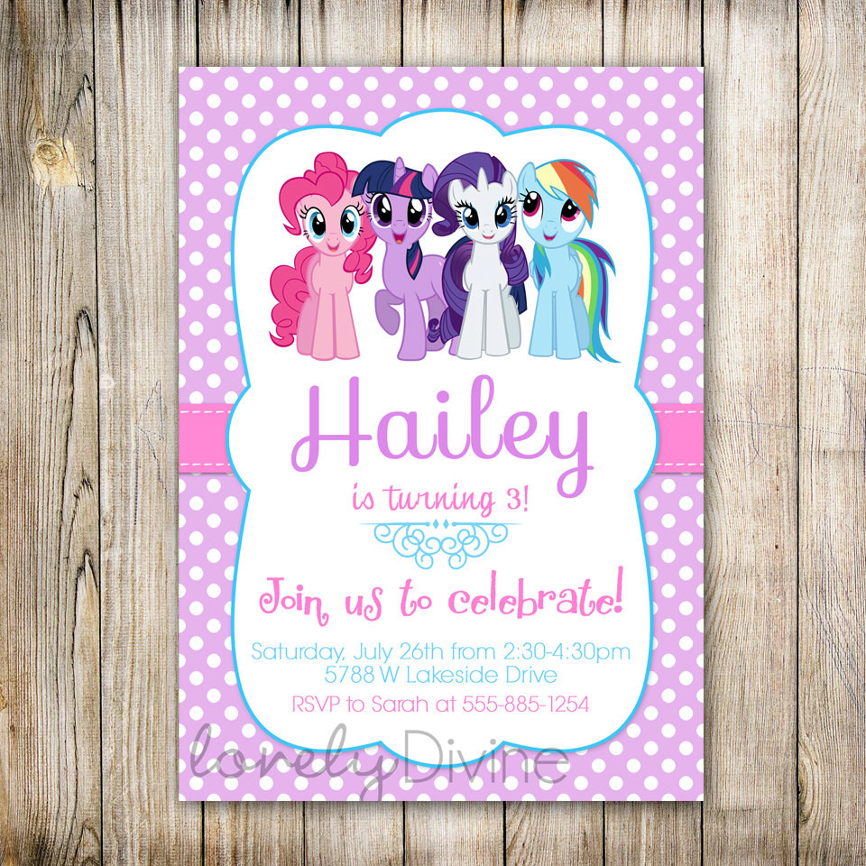 Custom Birthday Party Invitations
 My Little Pony Personalized Birthday Invitations