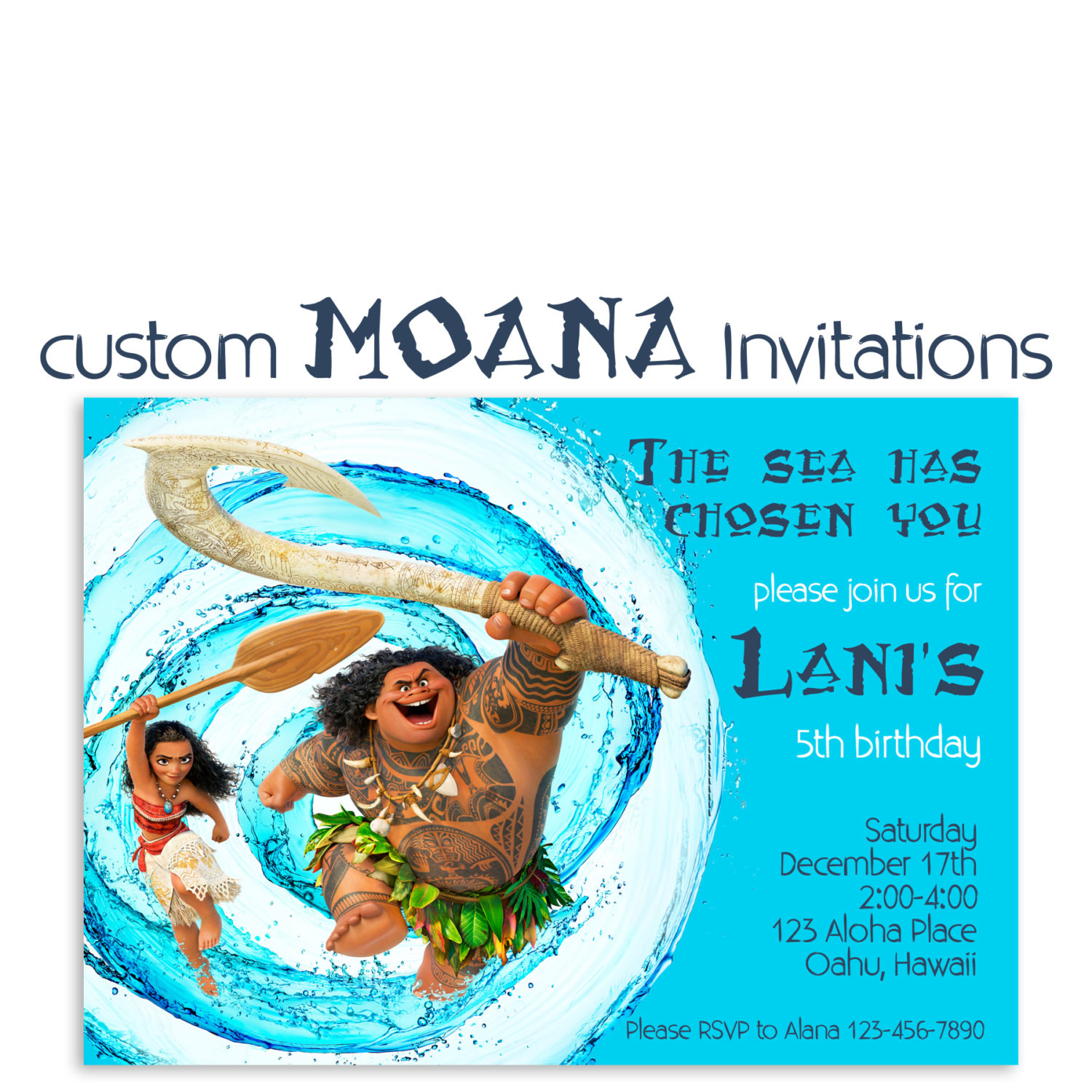 Custom Birthday Party Invitations
 Moana Birthday Invitation Custom Hawaiian Princess Party