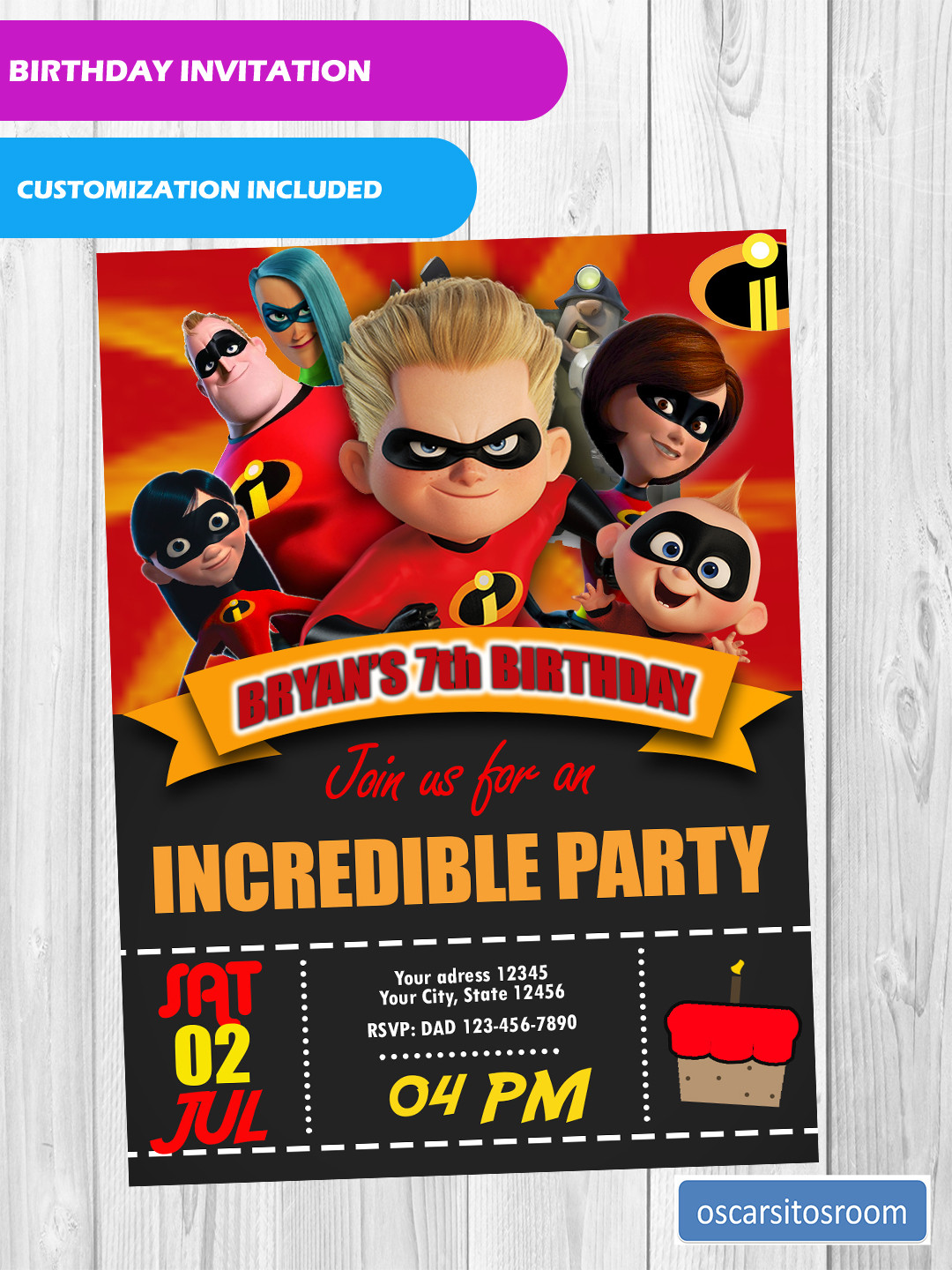 Custom Birthday Party Invitations
 The Incredibles 2 Digital & Printable Custom Birthday