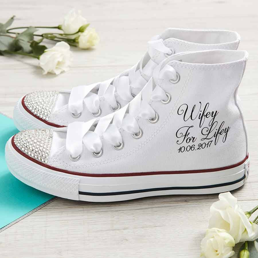 Custom Converse Wedding Shoes
 Bride Wedding Converse Shoes Wifey For Lifey By Yeah Boo