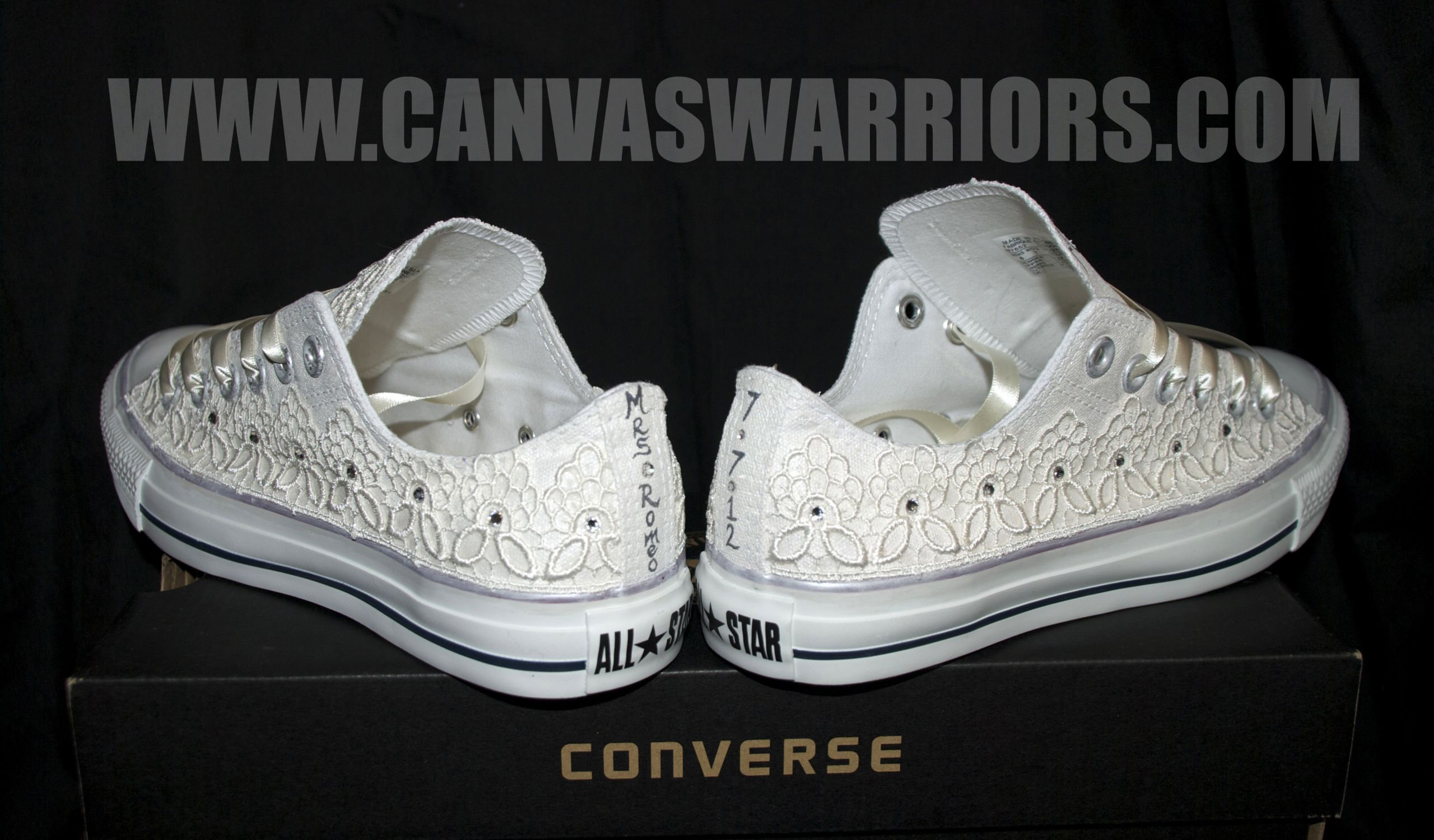 Custom Converse Wedding Shoes
 Custom Vintage Lace Wedding Converse Canvas Warriors