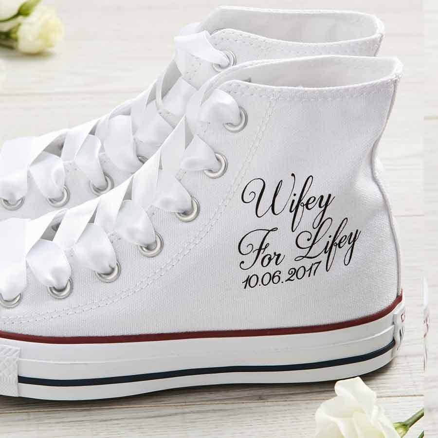 Custom Converse Wedding Shoes
 Bride Wedding Converse Shoes Wifey For Lifey By Yeah Boo