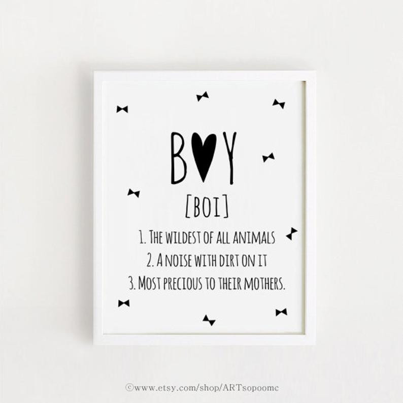 Cute Baby Boy Quotes
 Baby Boy Quotes Sayings Wall Art Printable Poster Black