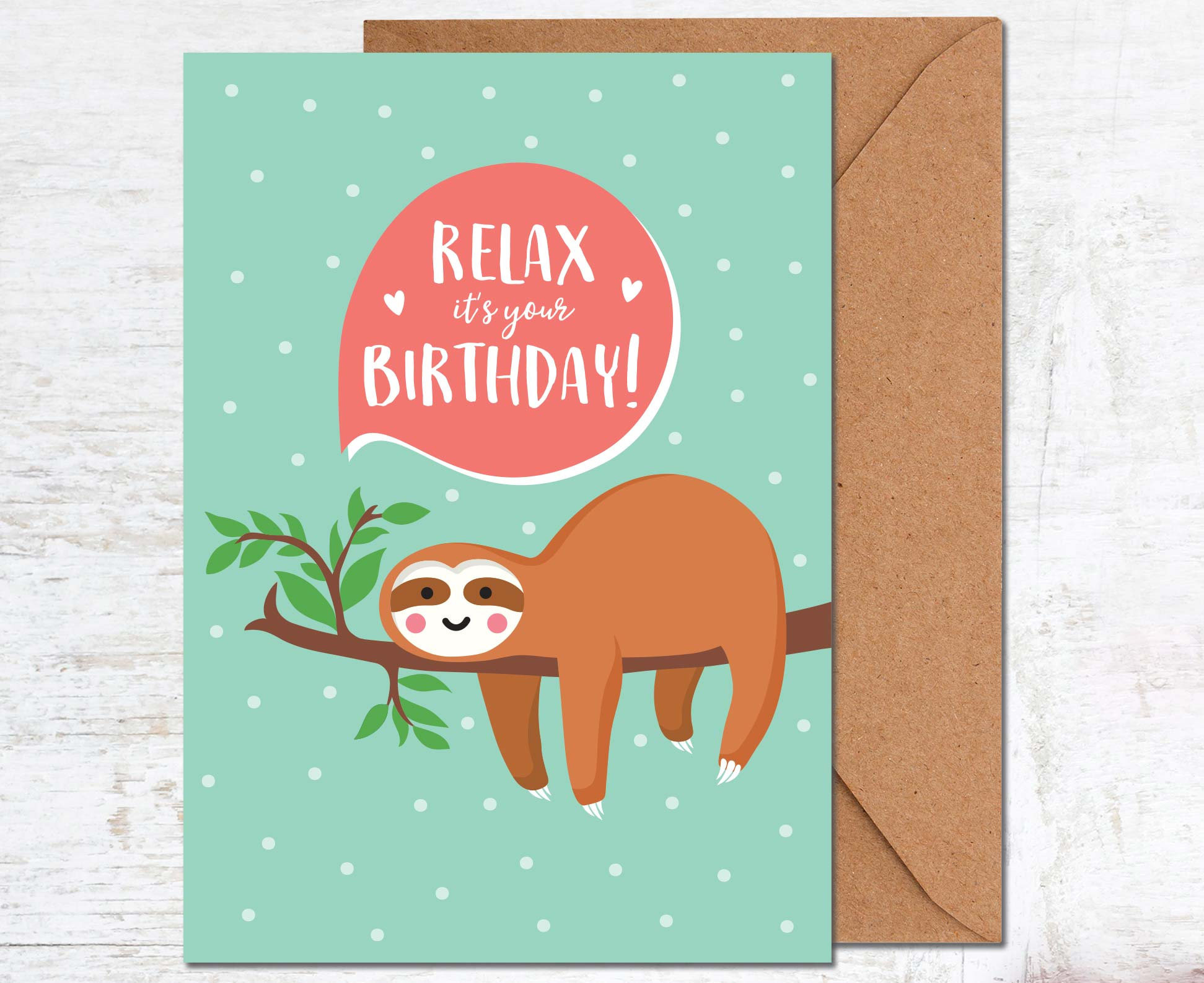 Cute Birthday Cards
 Sloth Birthday Card Birthday Card Friend Birthday Card