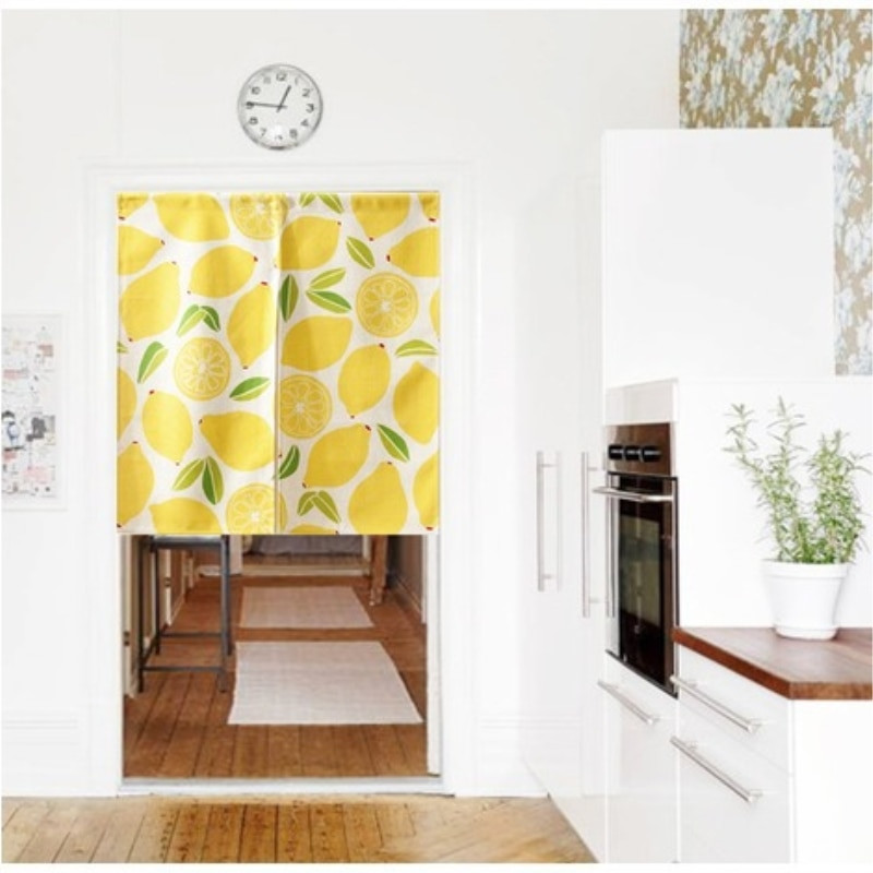 Cute Curtains For Living Room
 Linen Cotton American Style Lemon Fruit Cute Door Curtain