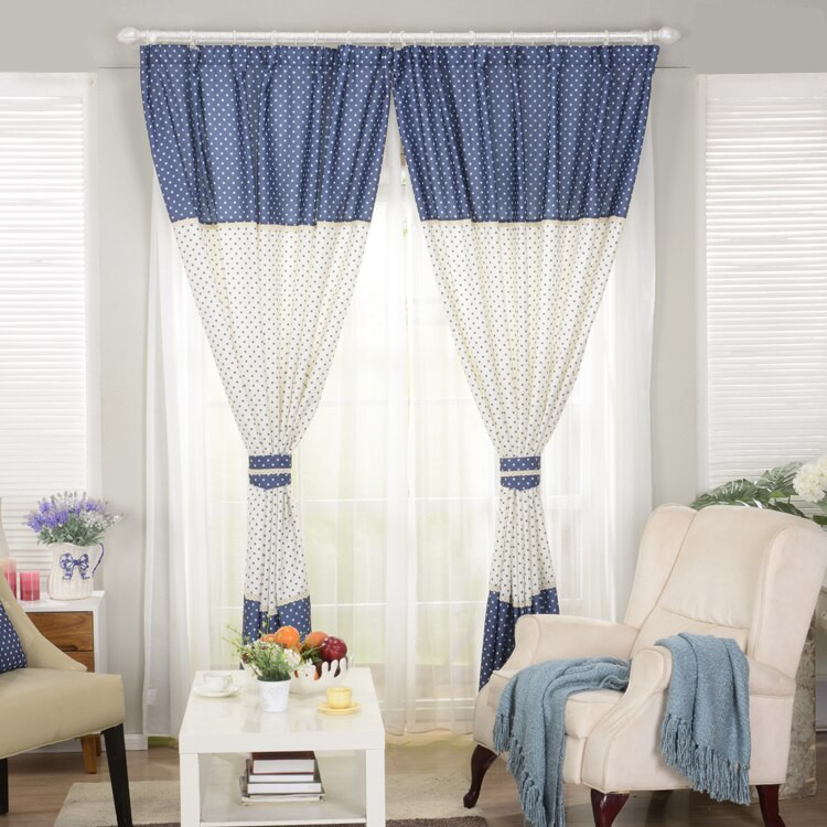 Cute Curtains For Living Room
 White with Blue Little Star Print Curtains for the Living