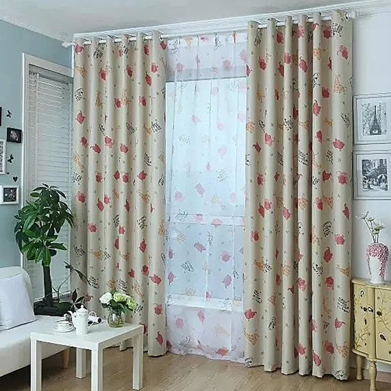 Cute Curtains For Living Room
 Cute Door Window Curtain Fabric Printed Elephant Giraffe