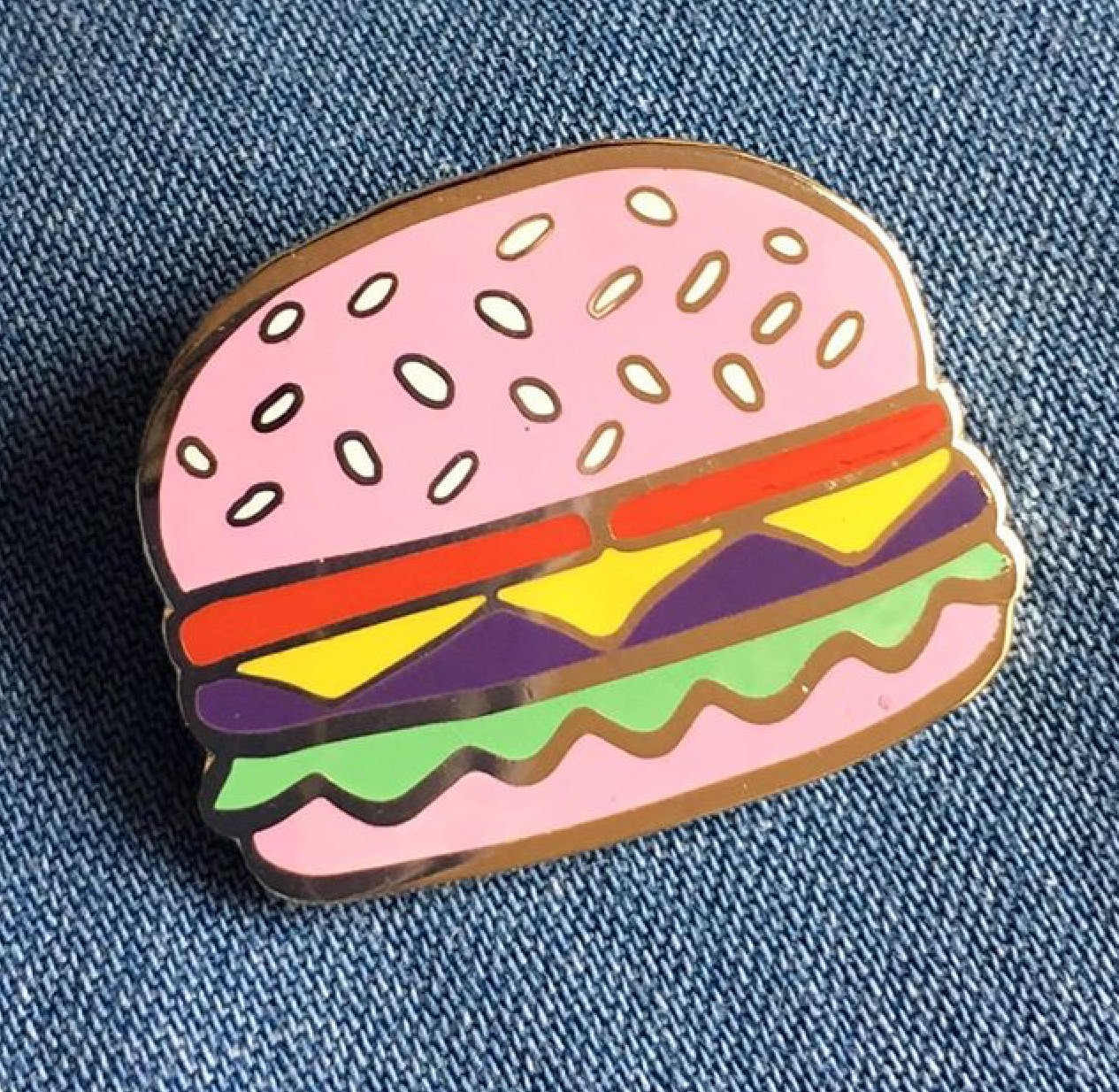 Cute Pins
 Pink Burger Hard Enamel Lapel Pin Cute Quirky Cheeseburger