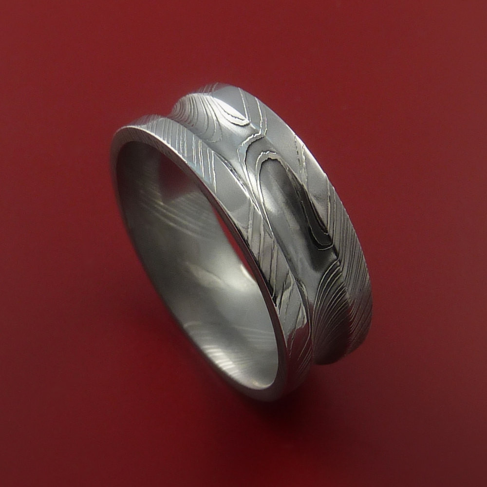 Damascus Steel Wedding Band
 Damascus Steel Ring Wedding Band Genuine by StonebrookJewelry