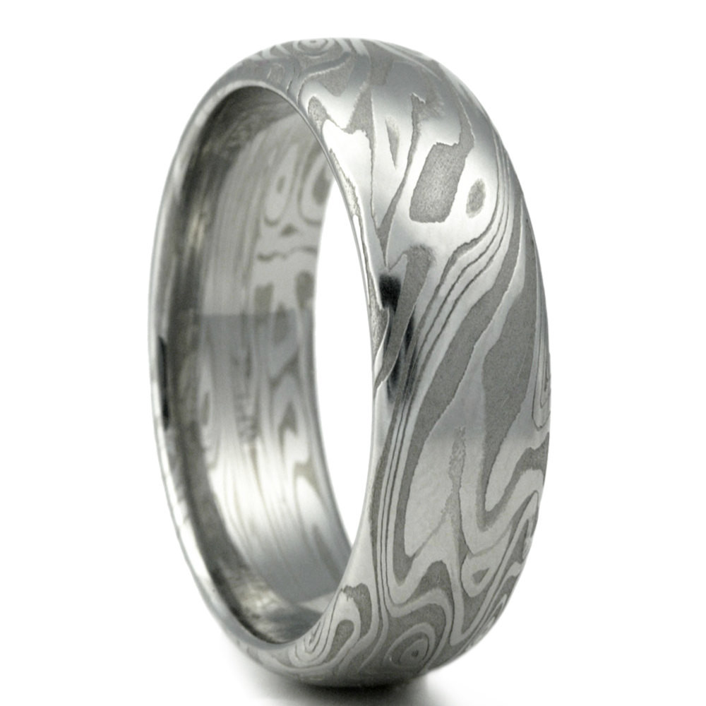 Damascus Steel Wedding Band
 Damascus Steel Mens Wedding Band Four by MokumeDamascusRings