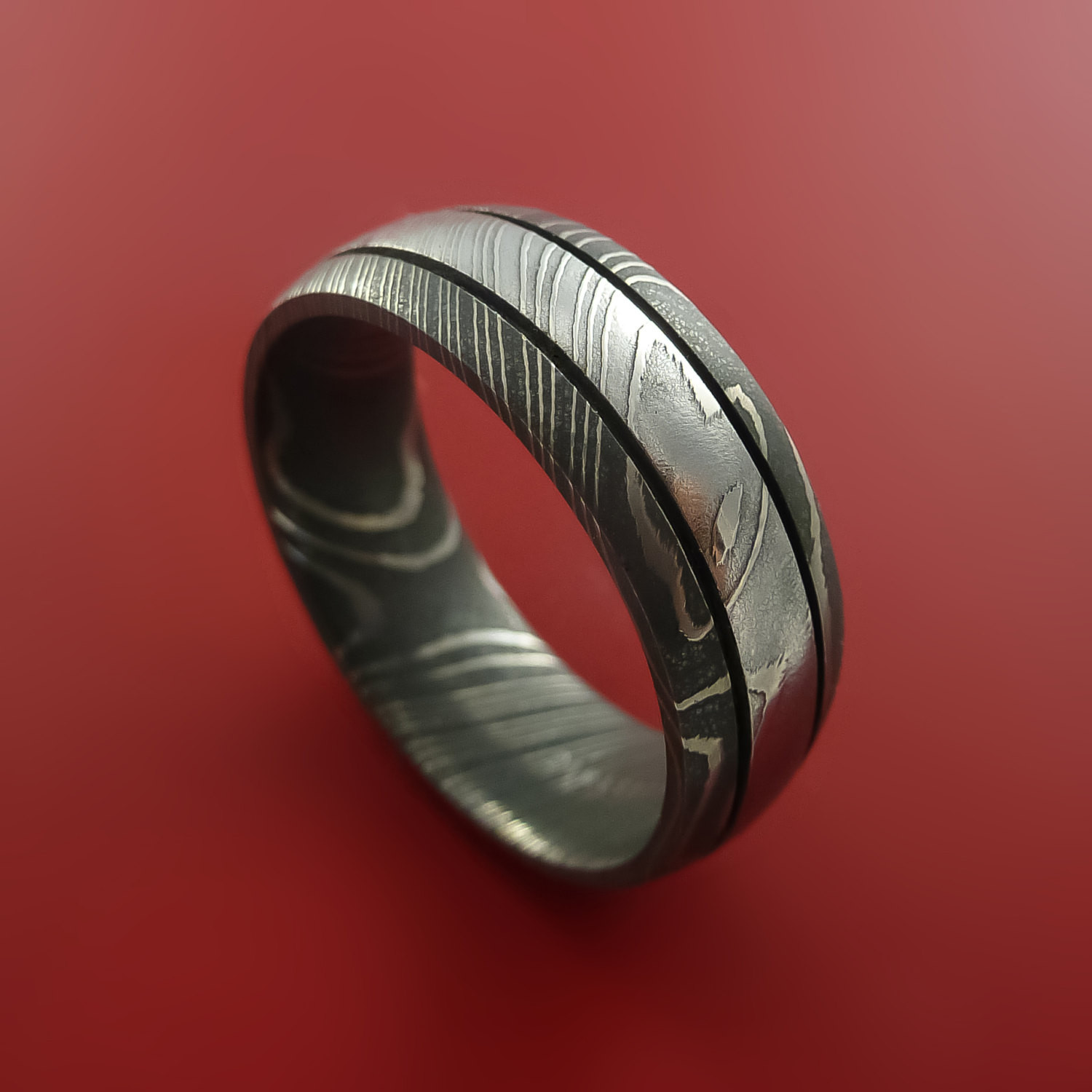 Damascus Steel Wedding Band
 Damascus Steel Ring Wedding Band Genuine by StonebrookJewelry