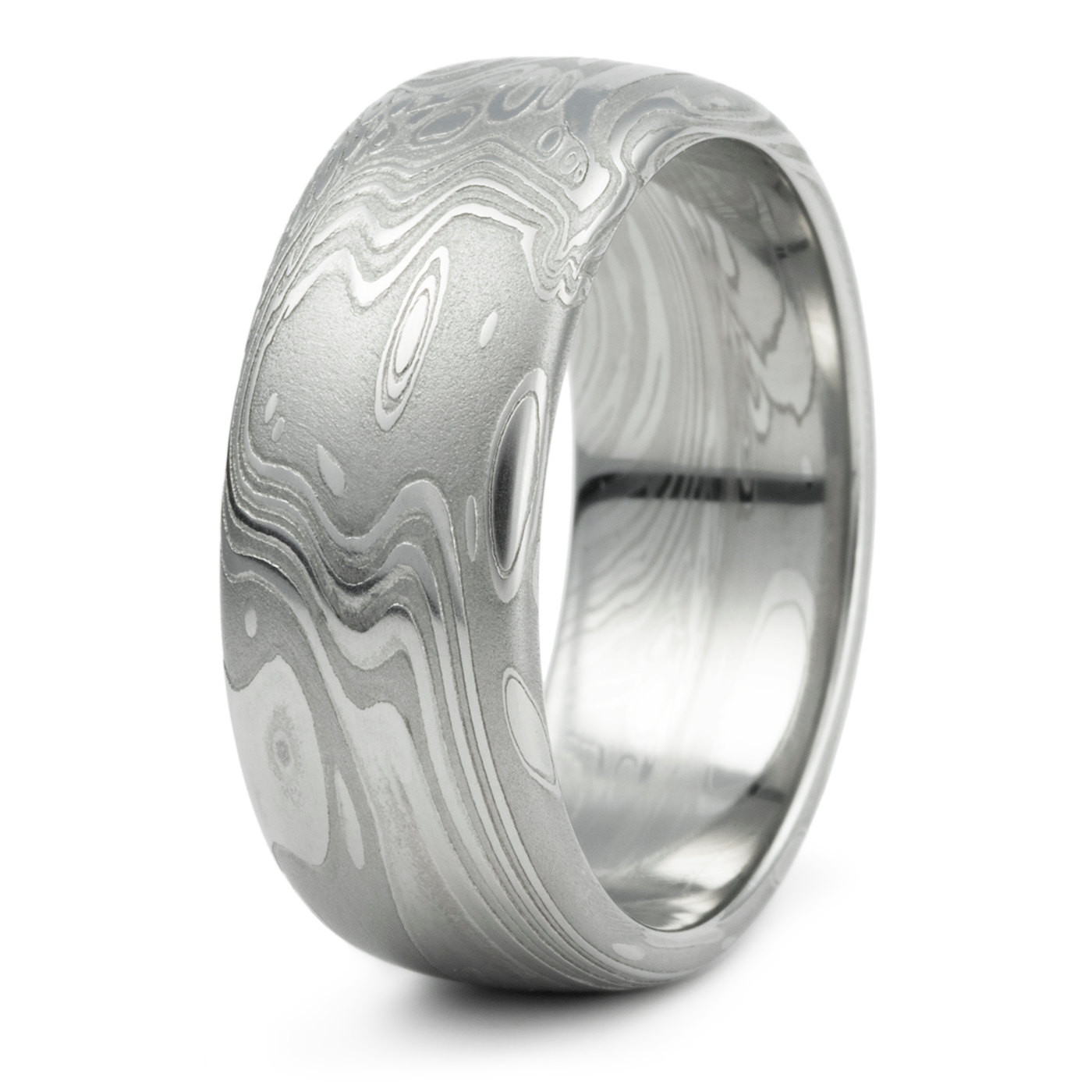 Damascus Steel Wedding Band
 Damascus Steel Domed Wedding Ring Men s Unique Organic