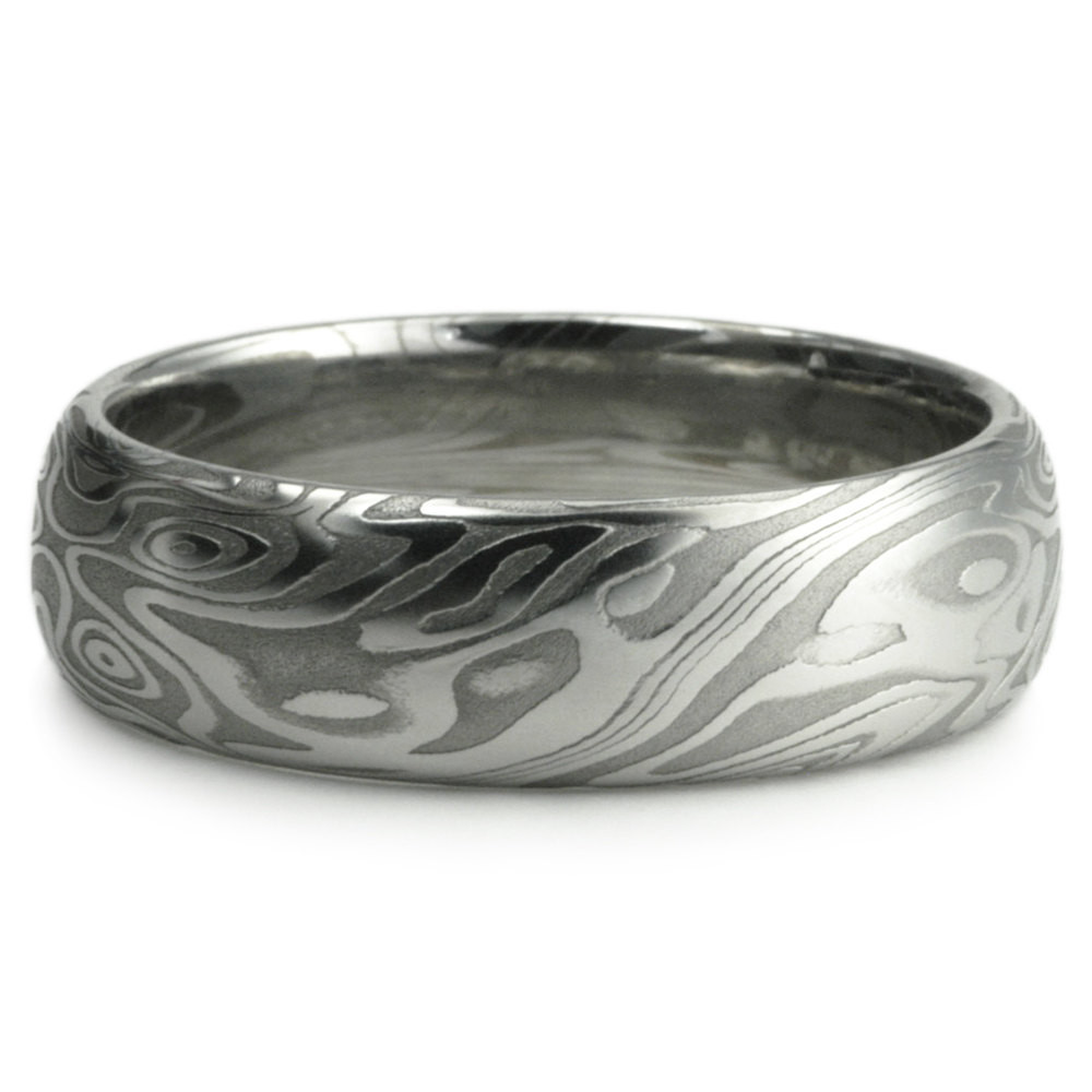 Damascus Steel Wedding Band
 Damascus Steel Womens Wedding Band Four by MokumeDamascusRings